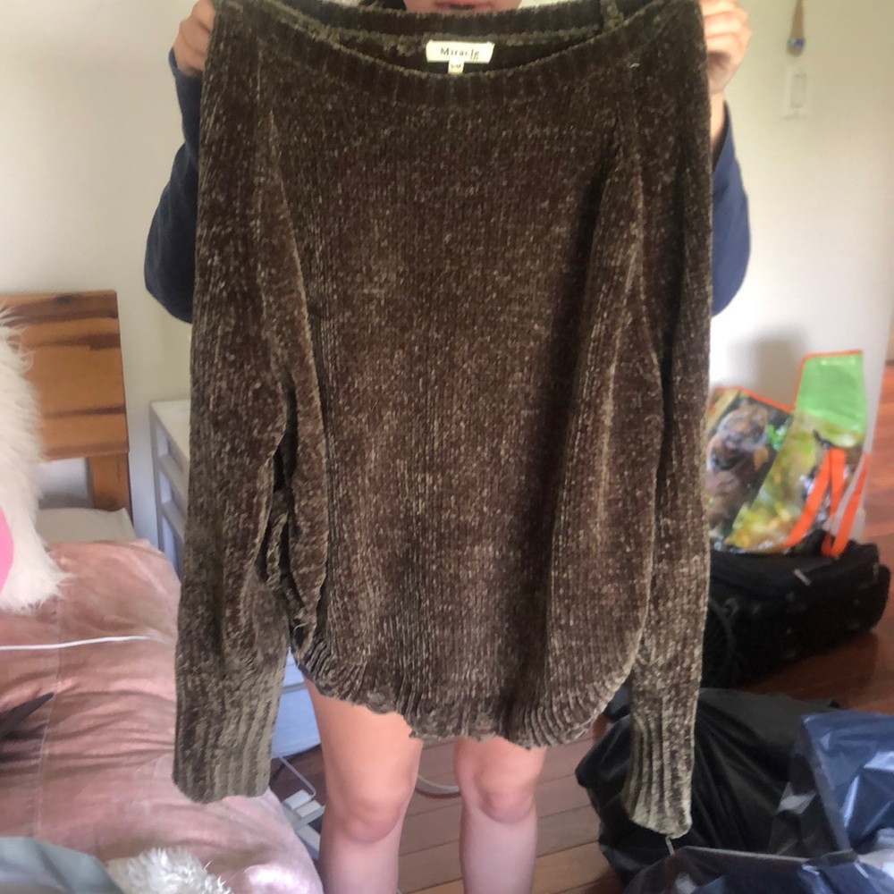 chenille green sweater